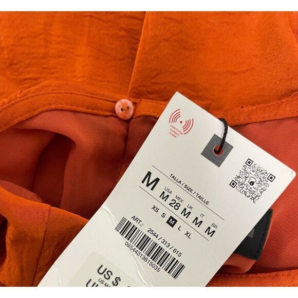 Zara Womens Midi Dress M Orange Sleeveless satin effect Side Slit 2544/313 NWT - Picture 6 of 10